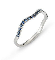 Ring Weissgold 750 Geschwungene Form Wave mit 17 Saphiren 0.22 ct.