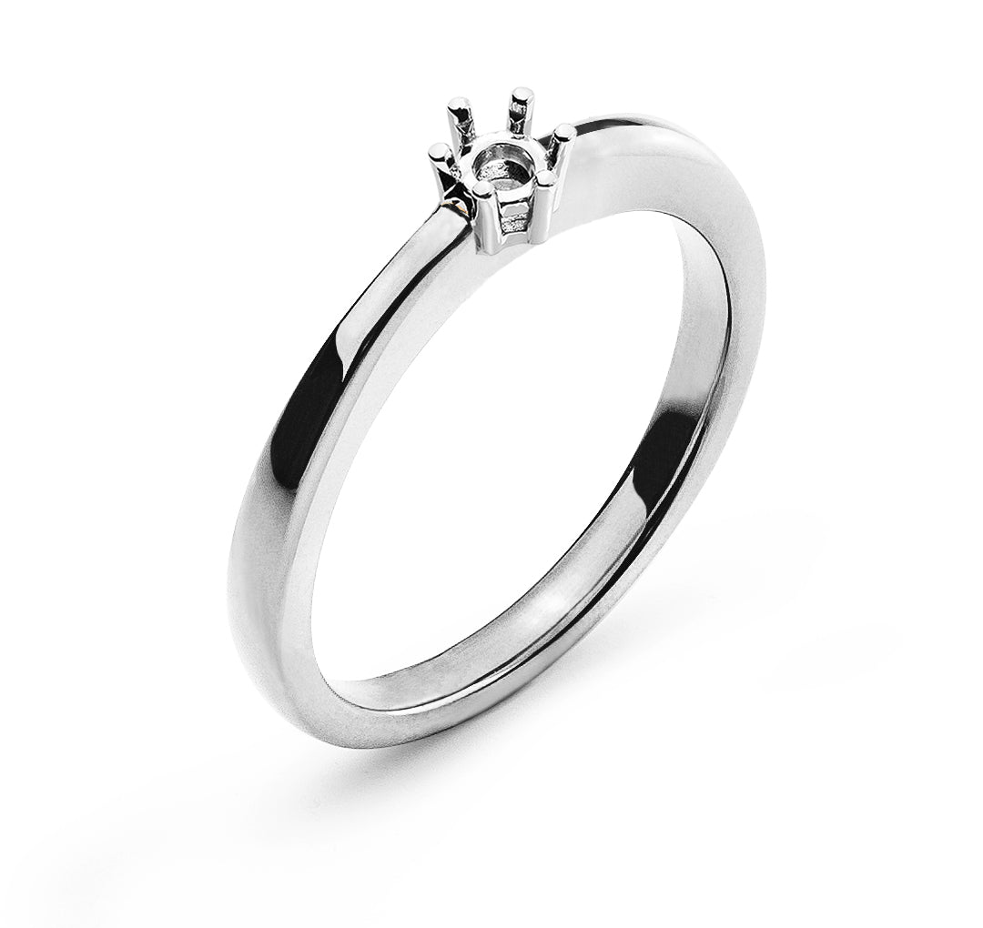 Solitär Ring Rohling 6-Griff Fassung Weissgold 750 für 0.10 ct.