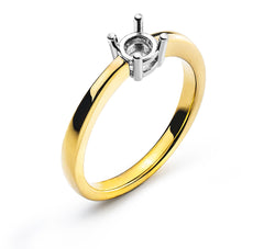 Solitär-Ring Rohling 4-Griff Bicolor 750 für 0.50 ct.