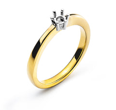 Solitär Ring 6-Griff Fassung Rohling Bicolor 750 für 0.20ct.