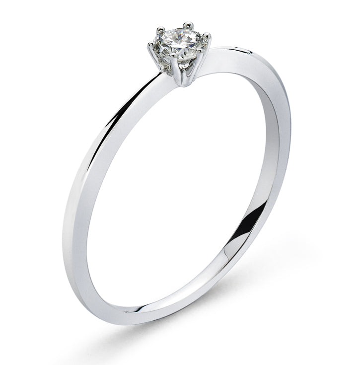 Solitär Ring 6-Griff-Fassung Weissgold 750 0.15ct H SI