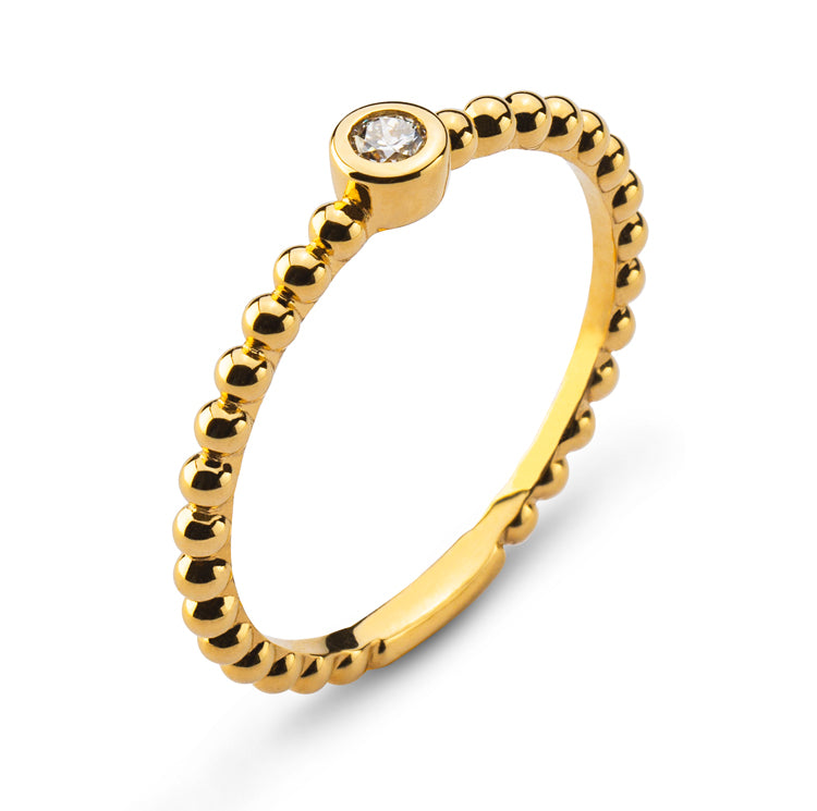 Solitär Kugeli Ring Gelbgold 750 Zargenfassung H-SI 0.07 ct.