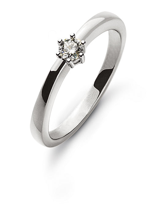 Solitär Ring 6-Griff-Fassung Weissgold 750 H SI 0.10 ct.