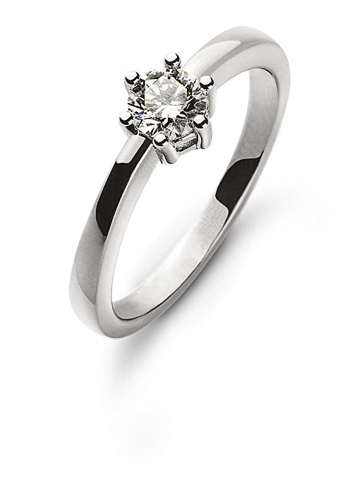 Solitär Ring 6-Griff-Fassung Weissgold 750 H SI 0.33 ct.