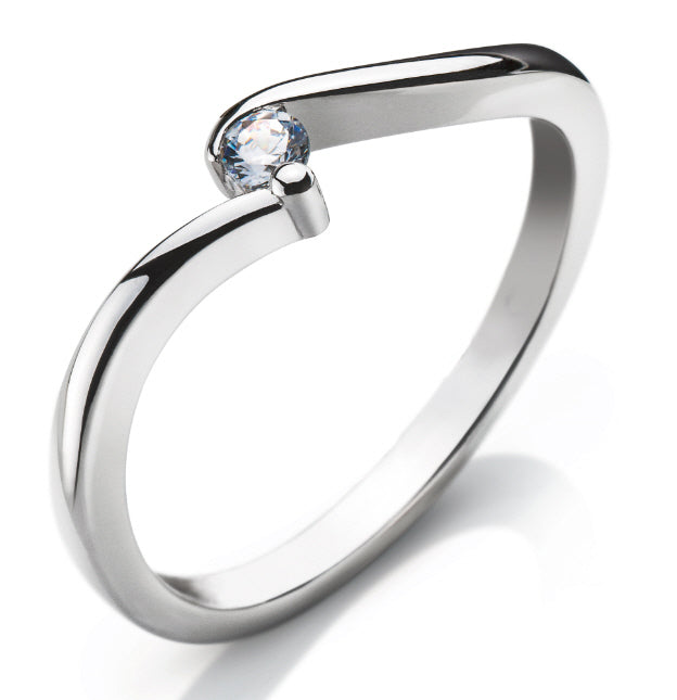 Solitär Ring Weissgold 750 0.07ct H SI