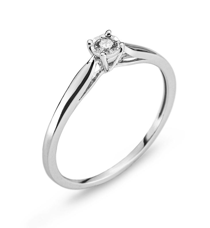 Solitär Ring Weissgold 750 0.08ct H SI