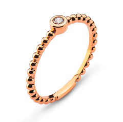 Solitär Kugeli Ring Rotgold 750 Zargenfassung 0.07ct H SI