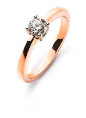 Solitär Ring 4-Griff Fassung Rotgold 750 H/SI 0.20ct.