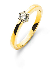 Solitär Ring Bicolor 750 6-Griff Diamant 0,15 ct.