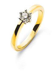 Solitär Ring Bicolor 750 mit 6-Griff-Fassung H SI 0.20ct.