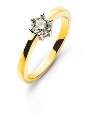 Solitär Ring Bicolor 750 mit 6-Griff-Fassung H SI 0.33ct.