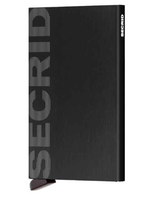 Secrid Cardprotector Laser Brushed Tartanbrown mit Gravur - CLa-Brushed Black