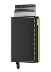 Portefeuille Slimwallet Secrid noir mat et jaune avec gravure - SM-Black&Yellow