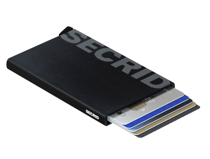 Secrid Cardprotector Laser Brushed Tartanbrown mit Gravur - CLa-Brushed Black