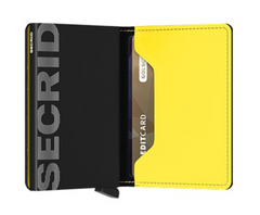 Portefeuille Slimwallet Secrid noir mat et jaune avec gravure - SM-Black&Yellow
