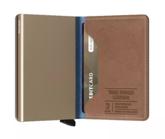 Portefeuille Slimwallet Secrid Indigo 3 Sand avec gravure - SIn-3-Sand