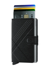 Portefeuille Secrid Mini Stitch Linea Noir avec gravure - MSt-Linea Noir