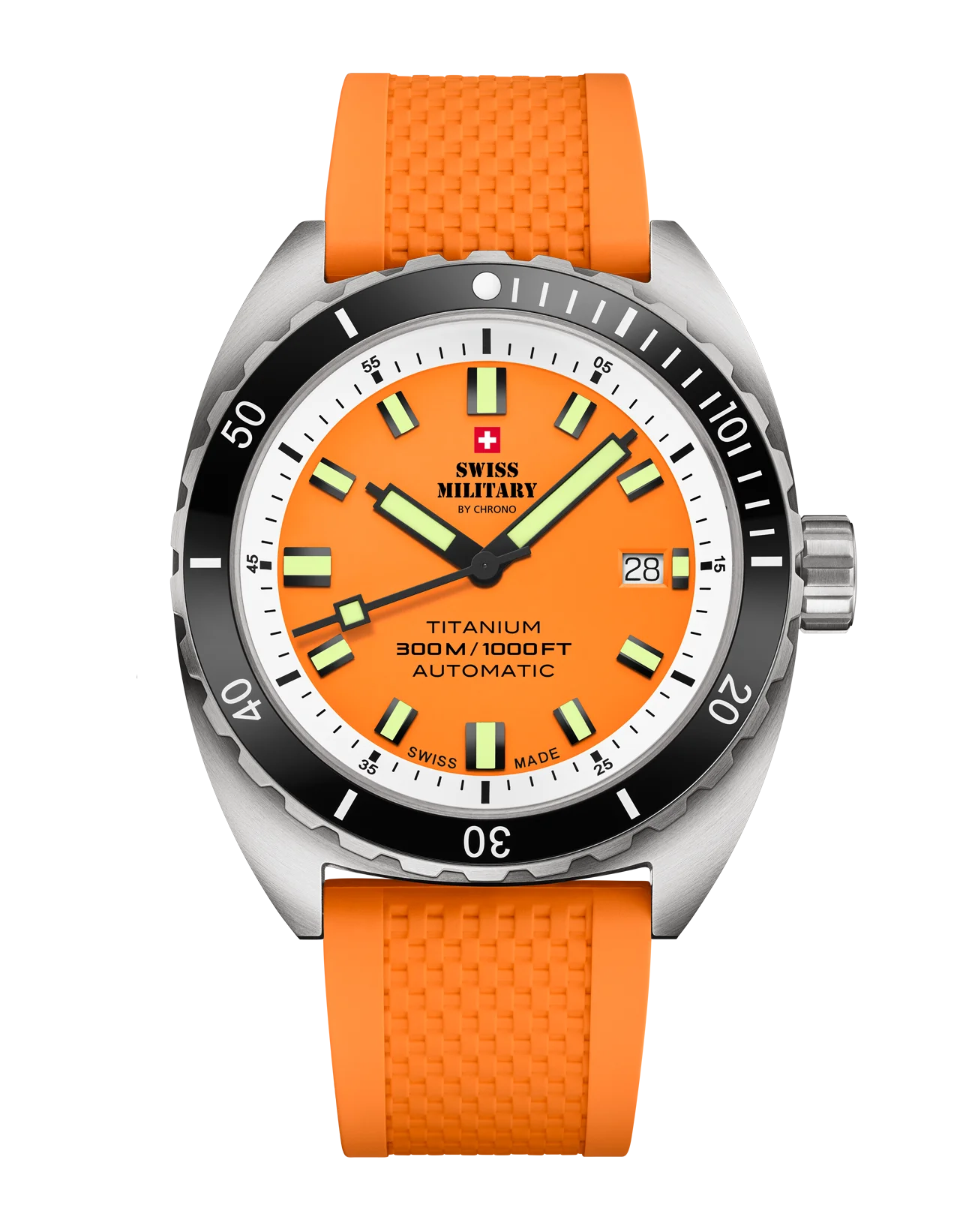Swiss Military by Chrono Titanuhr für Männer mit Sportlichem Orangem Silikonarmband