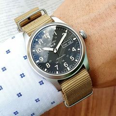 Montre unisexe Seiko 5 Sports Day-Date automatique Nato beige - SRPG35K1