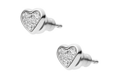 Boucles d'oreilles à tige en forme de cœur fossile en argent - JF03944040