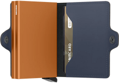 Portefeuille Secrid Twinwallet Matte Night Blue & Orange avec gravure - TM-Night Blue & Orange