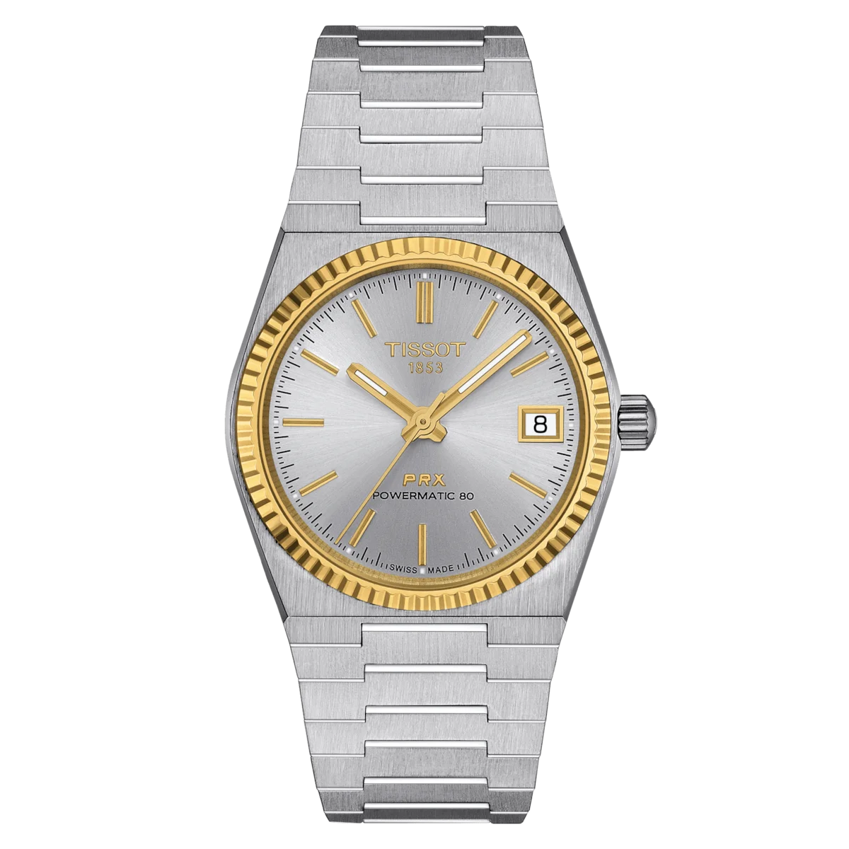 Tissot PRX Powermatic 80 35 MM Stahl & 18K Goldlünette Damenuhr - T931.207.41.031.01