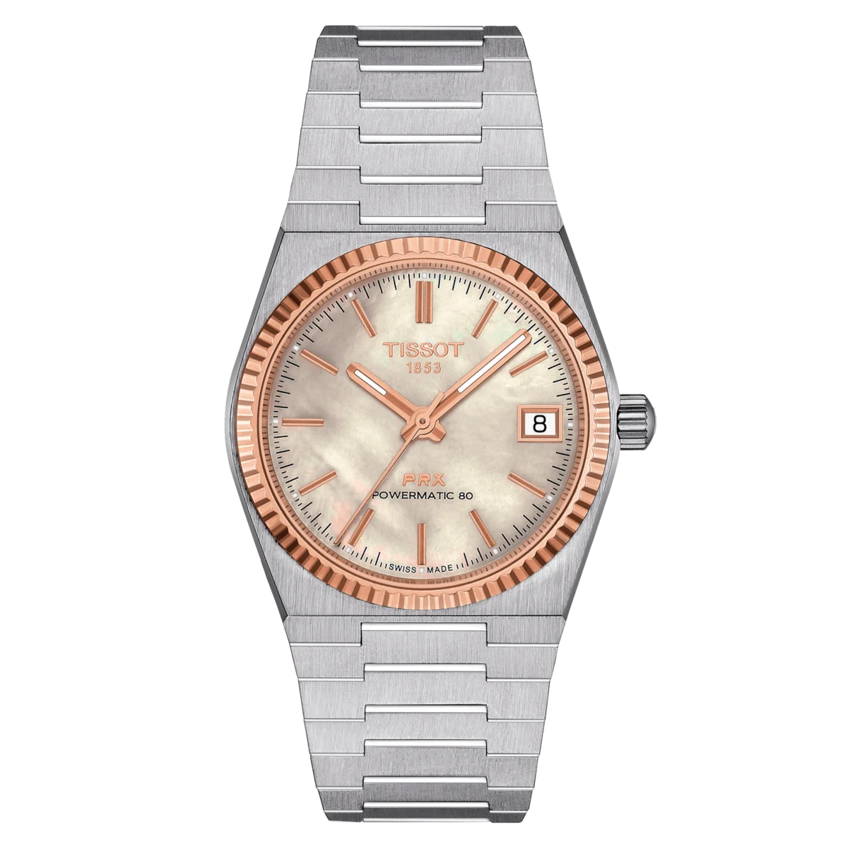 Tissot PRX Powermatic 80 35 MM Stahl & 18K Goldlünette Damenuhr - T931.207.41.111.00