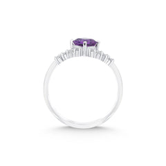 bague en or blanc avec diamants et améthyste - YZ00023688
