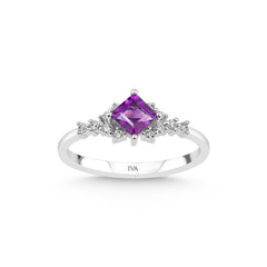 Weissgold-Ring mit Diamanten und Amethyst - YZ00023688