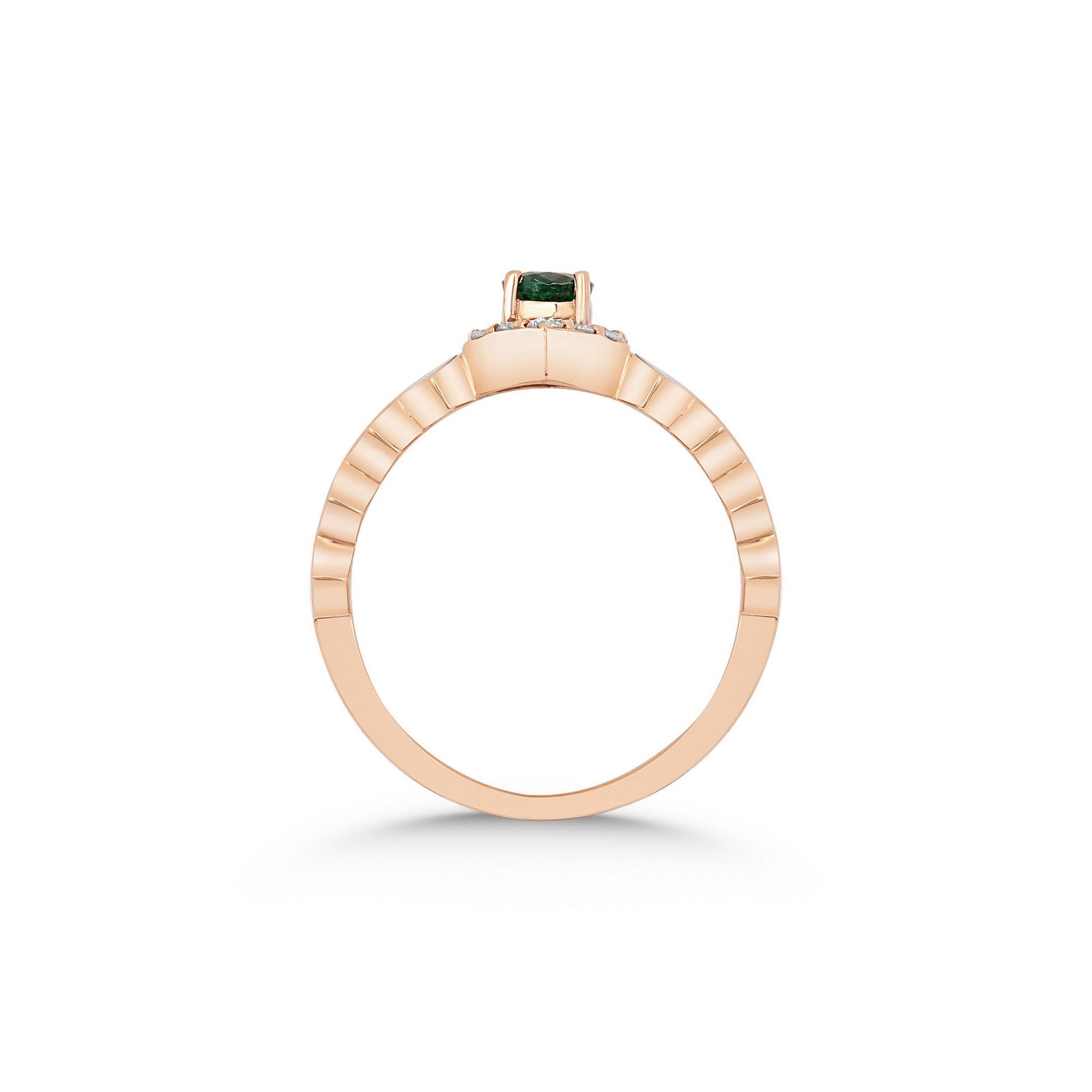 Gelbgold-Ring mit Diamanten und Emerald - YZ0002778