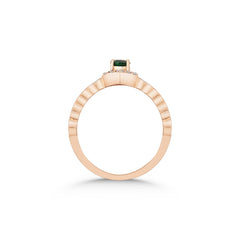 Gelbgold-Ring mit Diamanten und Emerald - YZ0002778