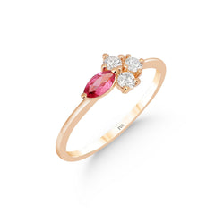 Roségold-Ring mit Diamanten und Turmalin - YZ0002791