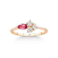 Roségold-Ring mit Diamanten und Turmalin - YZ0002791