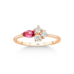 bague en or rose avec diamants et tourmaline - YZ0002791