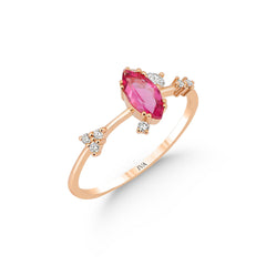 Roségold-Ring mit Diamanten und Turmalin - YZ0002794