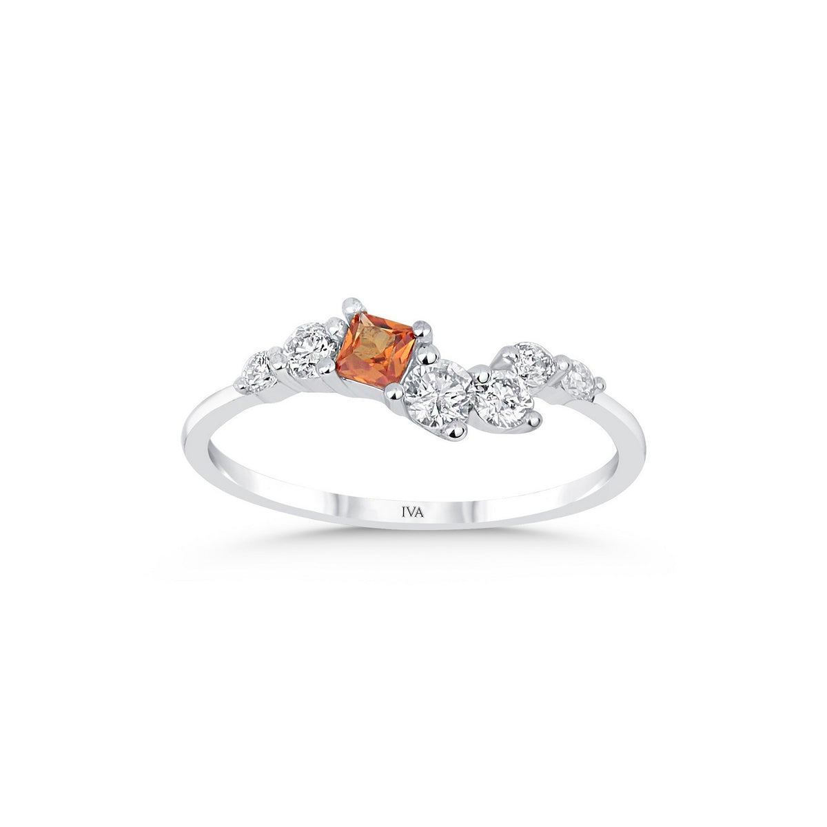 Weissgold-Ring mit Diamanten und Saphir - YZ0002813