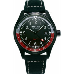 Alpina Pilot GMT Schwarz Leder-Textilband Herrenuhr