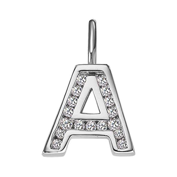 Anhänger Silber 925 weiss Buchstabe A poliert rhodiniert mit Zirkonia - 6256.08989/0100
