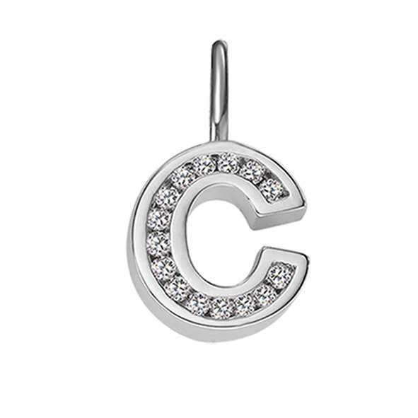 Anhänger Silber 925 weiss Buchstabe C poliert rhodiniert mit Zirkonia - 6256.08989/0300