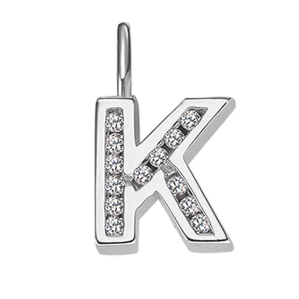Anhänger Silber 925 weiss Buchstabe K poliert rhodiniert - 6256.08989/1100