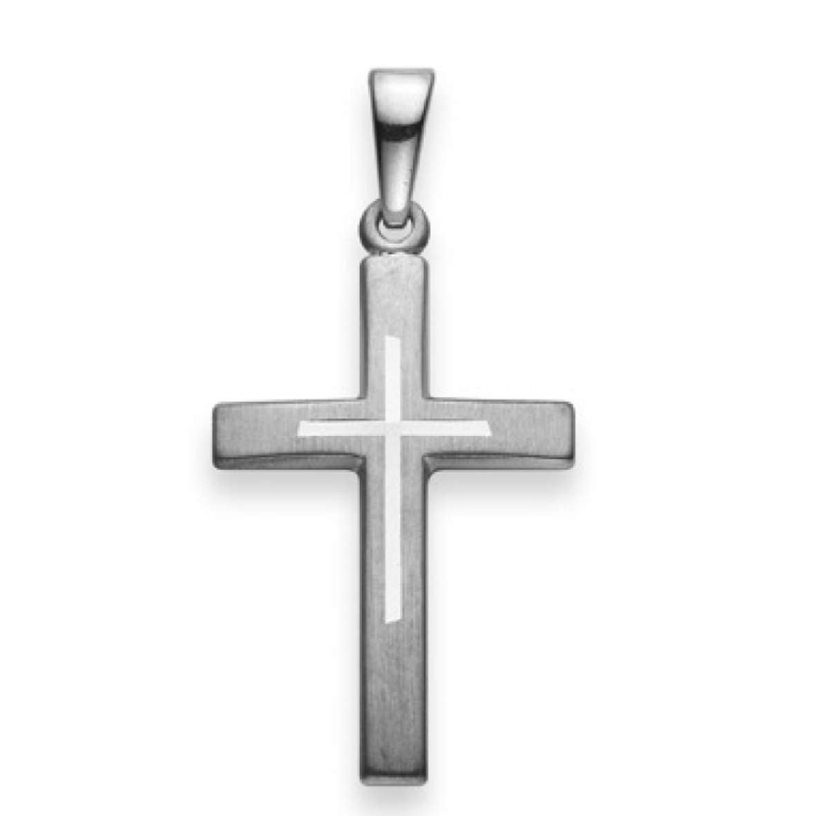Anhänger Silber 925 weiss Kreuz matt/poliert rhodiniert – 6258.03317/0001
