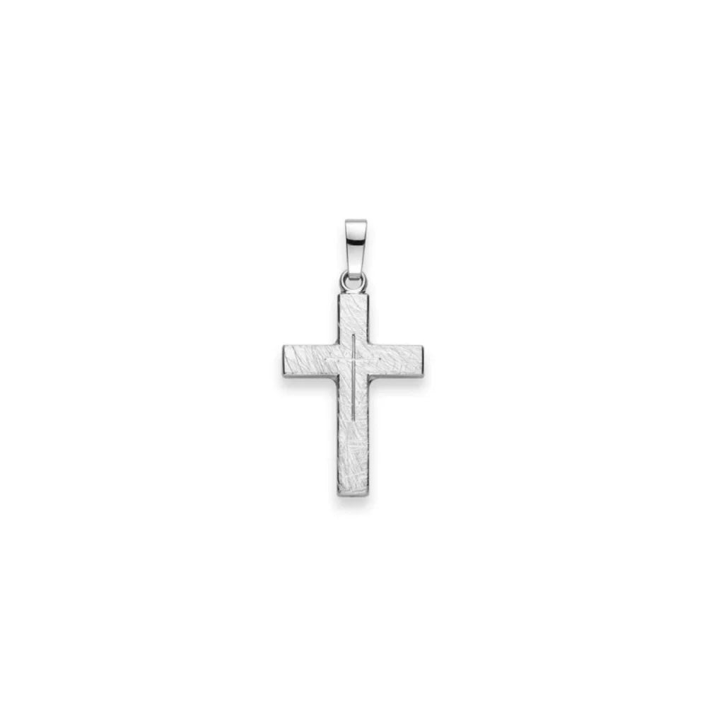 Kreuz Anhänger 925 Silber Kratzmatt Rhodiniert 21x14 mm - 6258.03228/0001