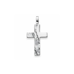 Kreuz Anhänger 925 Silber Matt/Poliert Rhodiniert 24x16 mm - 6258.03288/0001