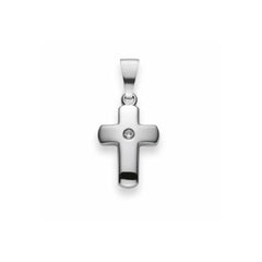 Kreuz Anhänger 925 Silber Zirkonia Rhodiniert Poliert 12x9 mm - 6258.03271/0001