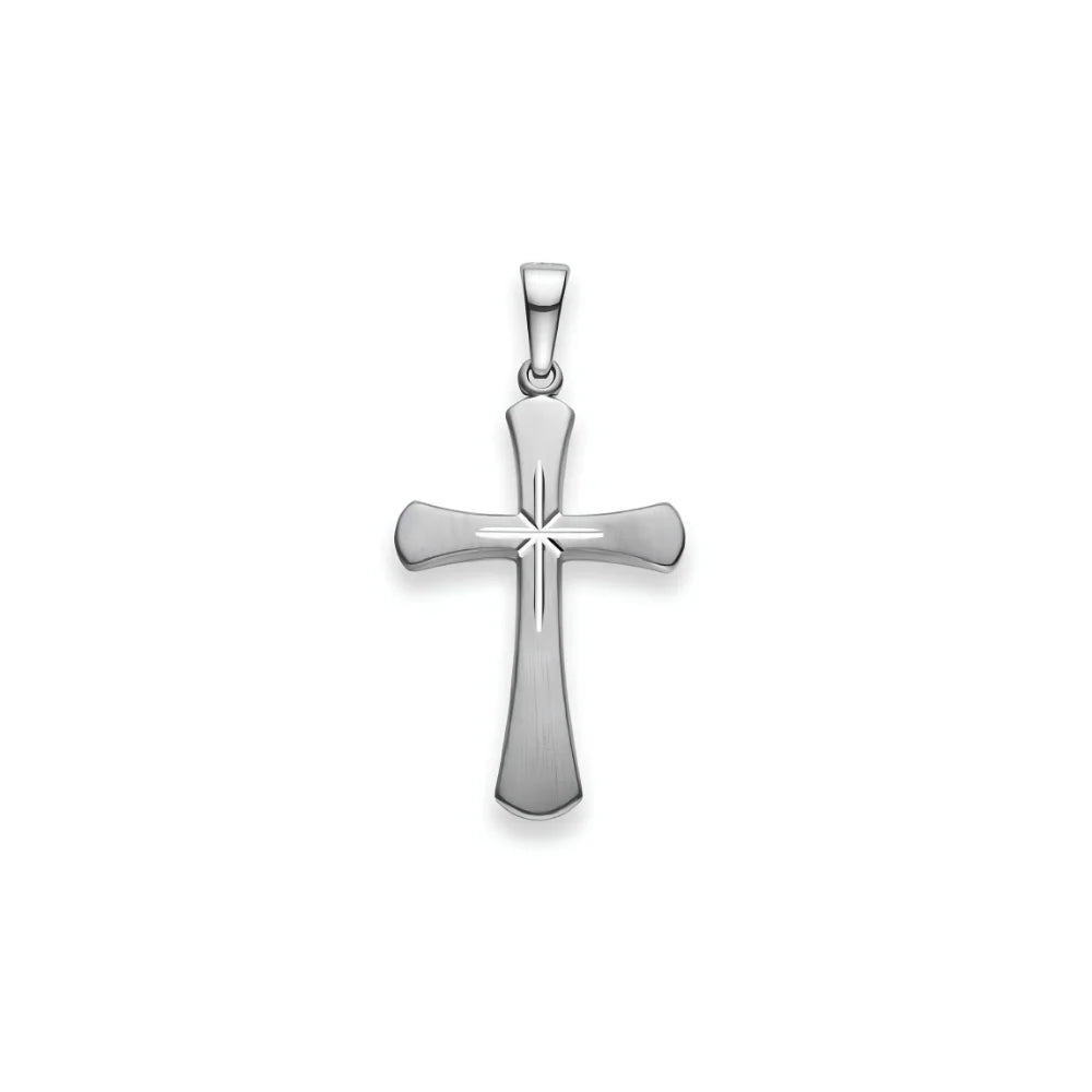 Kreuz Anhänger 925 Silber Matt/Poliert Rhodiniert 21x14 mm - 6258.03317/0001