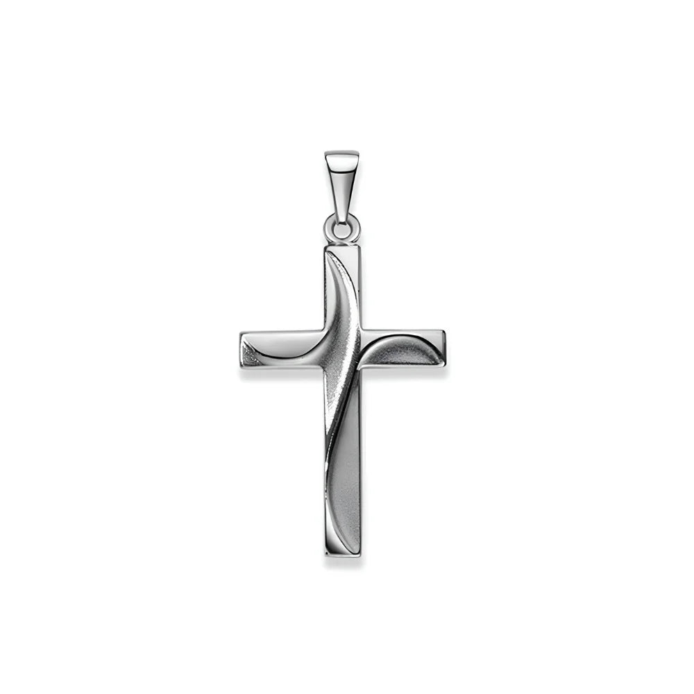 Kreuz Anhänger 925 Silber Matt/Poliert Rhodiniert 24x16 mm - 6258.03508/0001