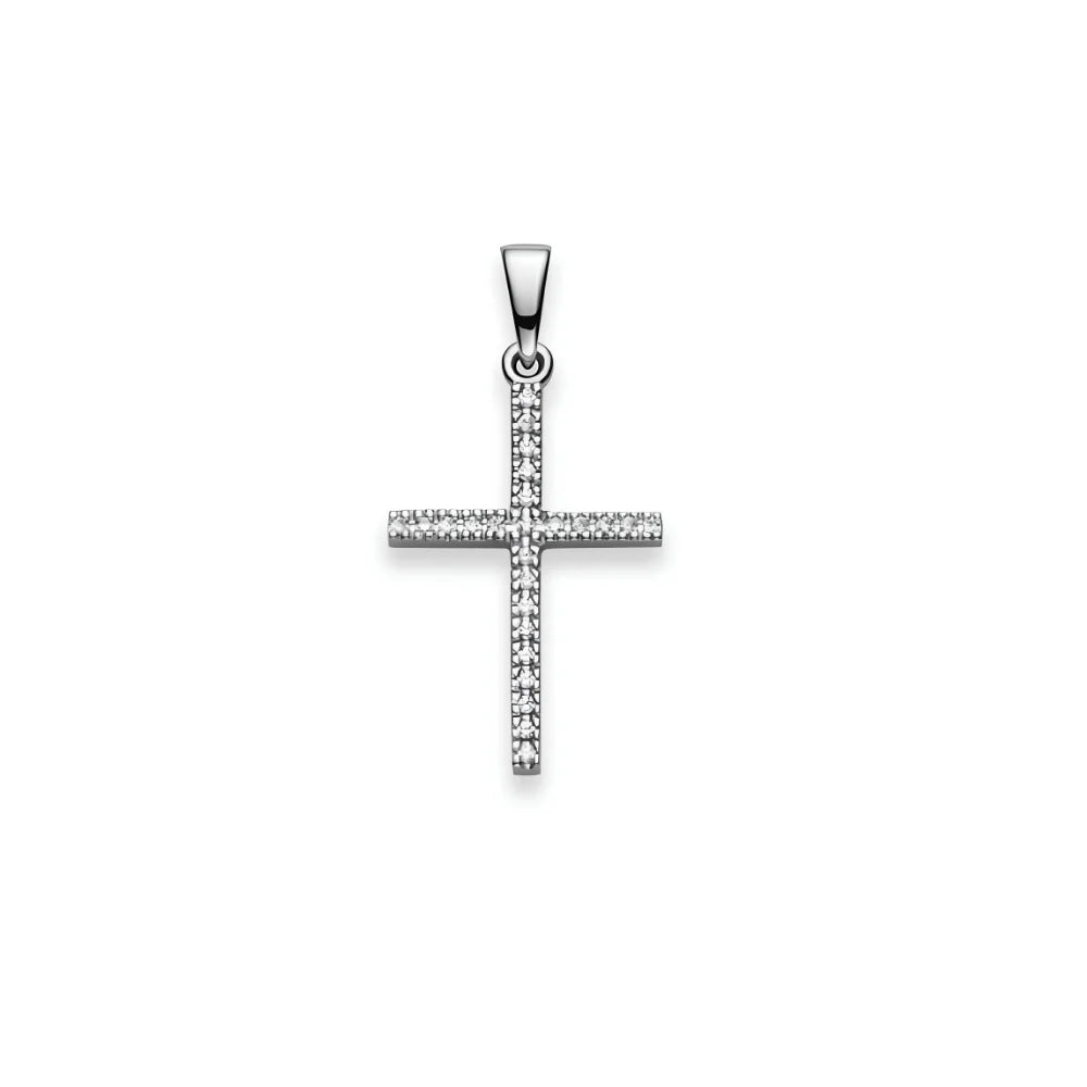 Kreuz Anhänger 925 Silber mit 25 Zirkonia Rhodiniert 22x15 mm - 6258.03295/0001