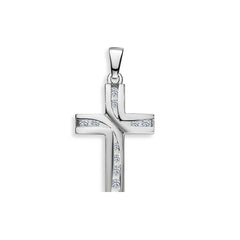 Kreuz Anhänger 925 Silber Zirkonia Poliert Rhodiniert 21x15 mm - 6258.03504/0001