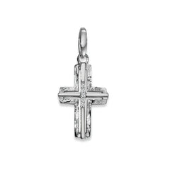 Kreuz Anhänger 925 Silber Zirkonia Strukturiert/Poliert 20x13 mm - 6258.03503/0001