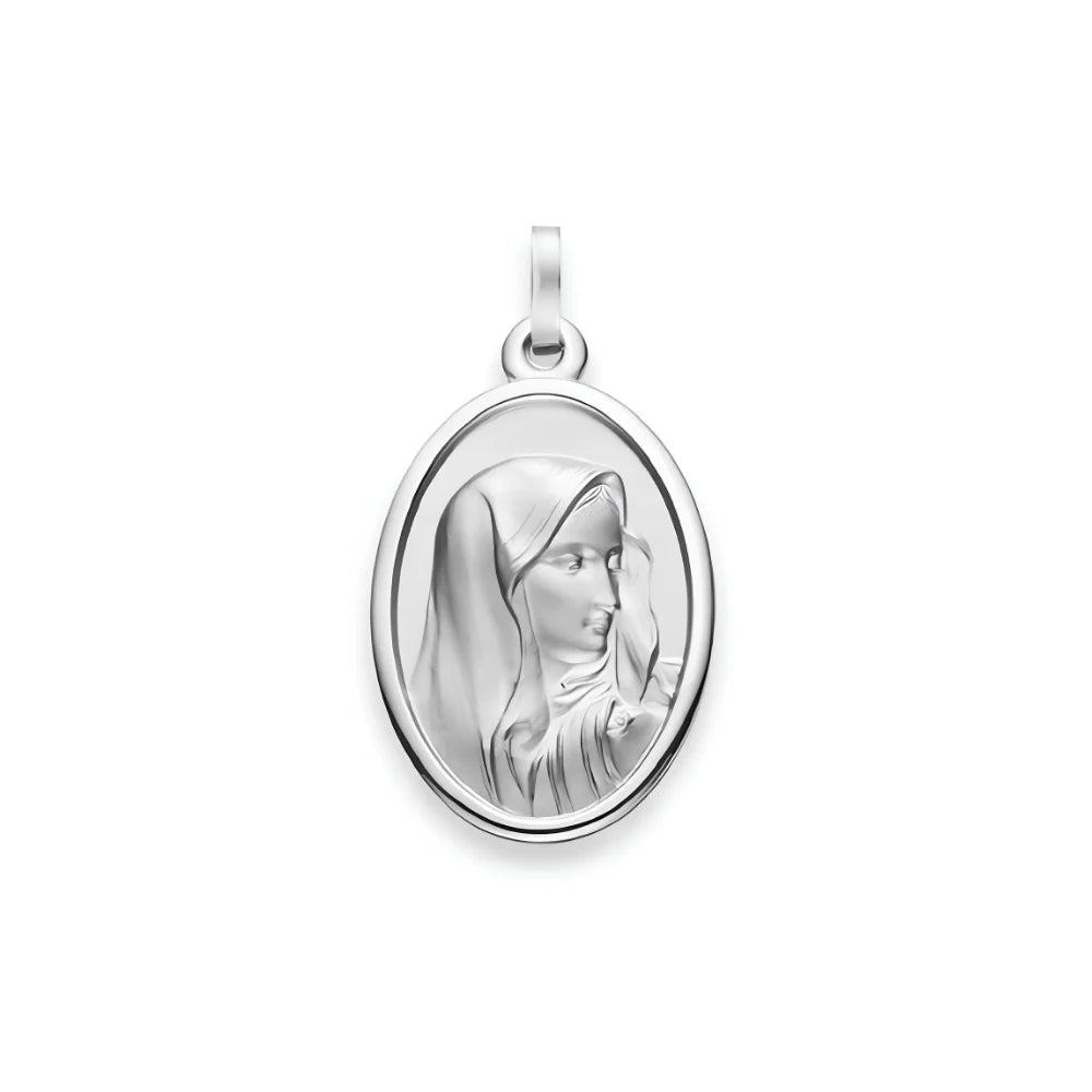 Madonna Anhänger 925 Silber Matt/Poliert Rhodiniert 16x13 mm - 6258.03305/1600